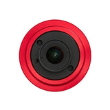 Front of the ASI662MC planetary and guide camera with a small lens fitted in the M42 opening