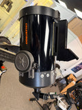 Vintage black-tube C8 SCT with clock drive on wedge and tripod, w/Telrad