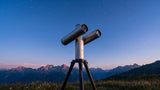 Atlas Twin with two 80mm apo modules on its tripod at dusk in the mountains
