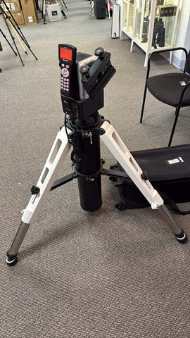 Used iOptron AZ Pro Mount Head on white Tri-Pier