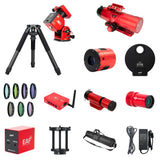 RedCat 51 Mono Astrophotography Kit with ZWO AM3N: everything included, from the RedCat 51 telescope and ASI2600MM Pro camera to the filter wheel, LRGB and SHO filters, AM3N mount with TC40 tripod, ASIAIR Plus, UniGuide 32, ASI220MM Mini, EAF, PE160 pier extension, tripod case and power adapter