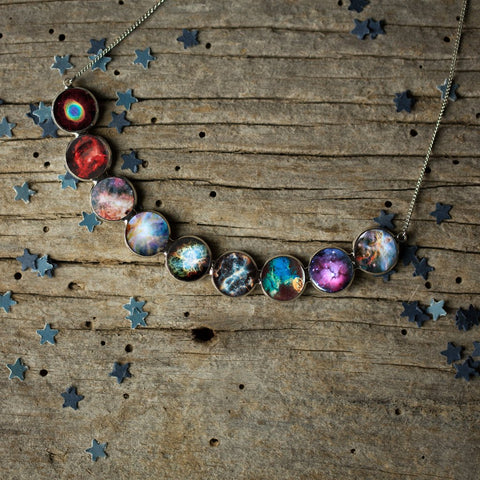 Curved Nebula Rainbow Necklace